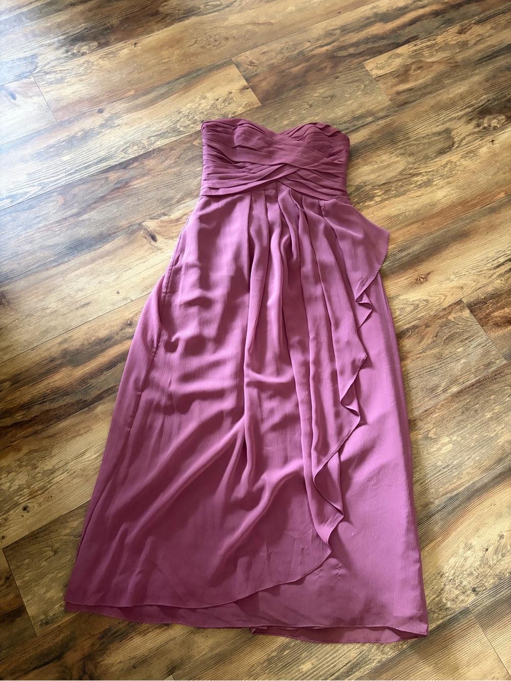 David's Bridal Strapless Dusty Rose Bridesmaid Gown